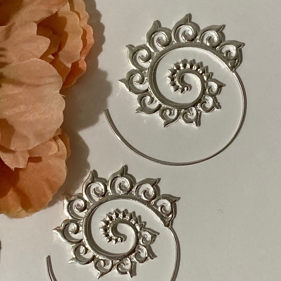 Jewelry - Plated Yoga Healing Spiral Hoop Earrings